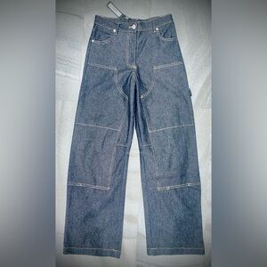 New with tags Womens Wide Leg High Waist dark Wash denim cargo style jeans 26x30